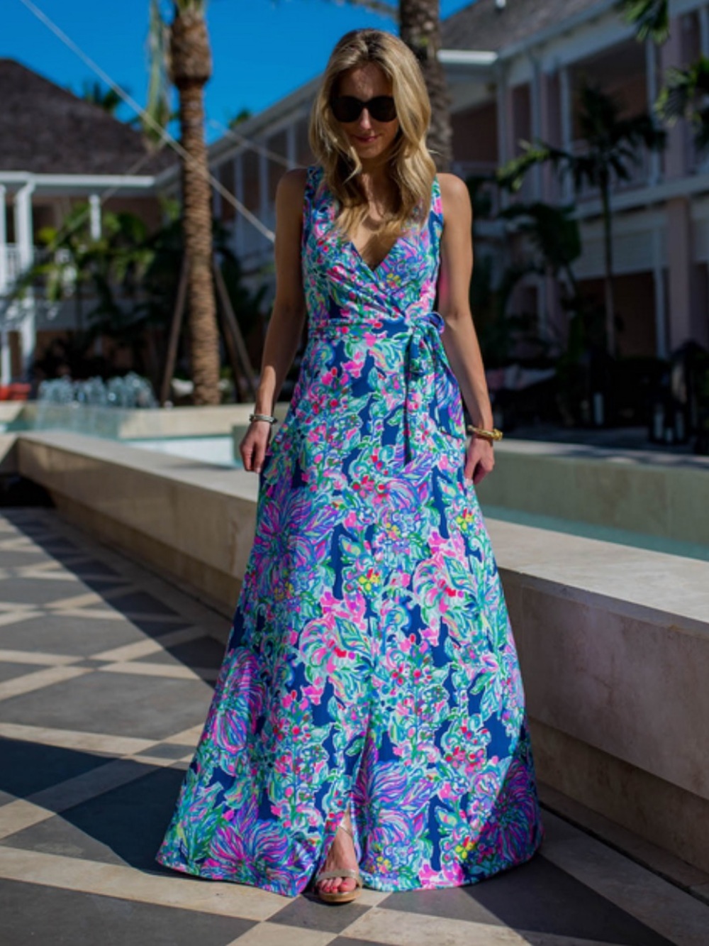 Lilly Pulitzer Delfina maxi wrap dress in Indigo Exotic Escapade - Size XS